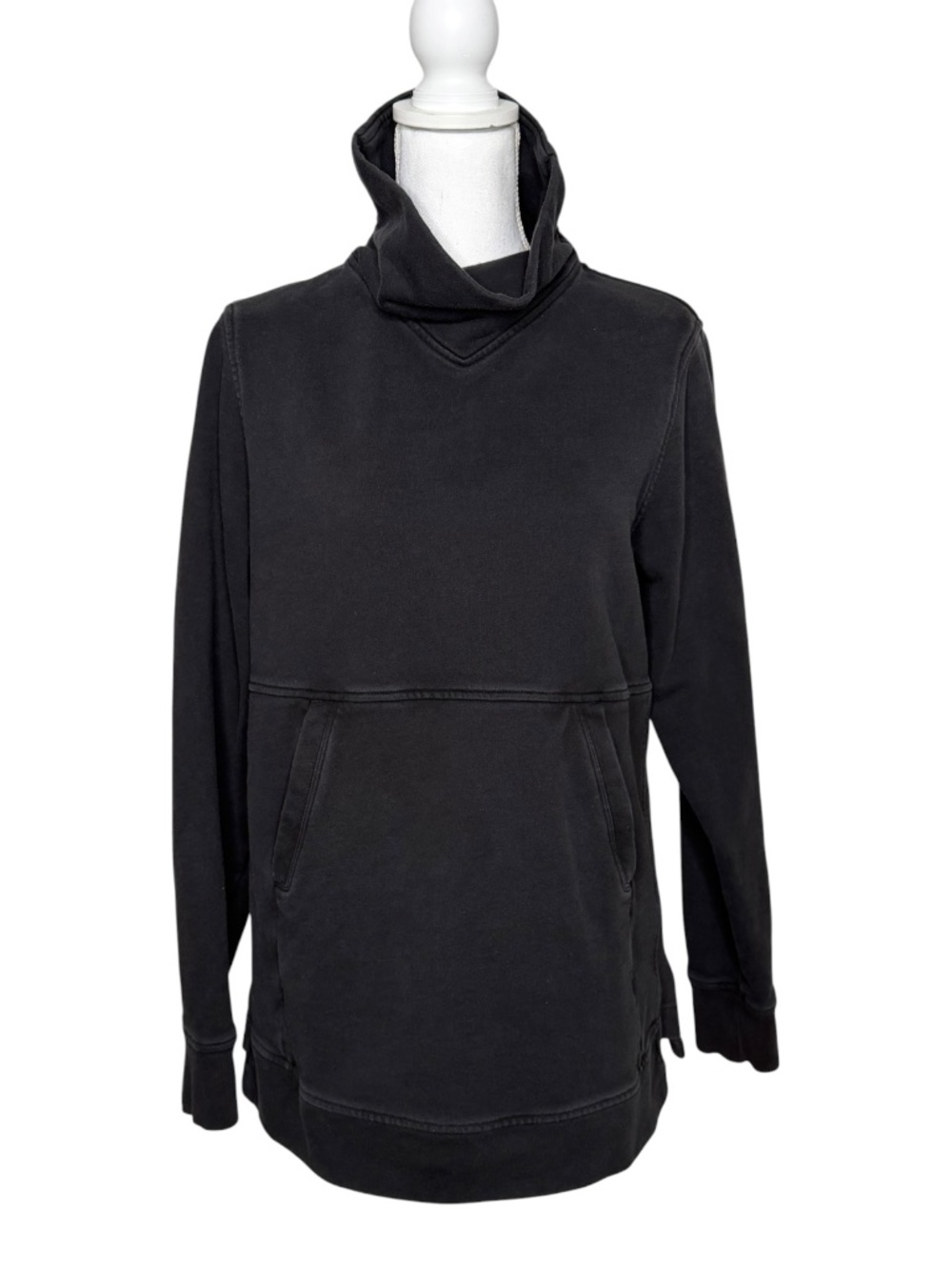 Lululemon Press Pause Pullover Sweatshirt Kangaroo Pocket Funnel Neck Black 10 View 3